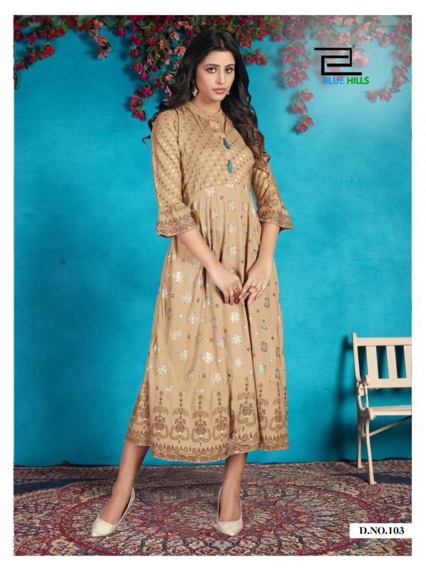 Blue Hills Classy-Rayon-With-Gold-Print-Kurti